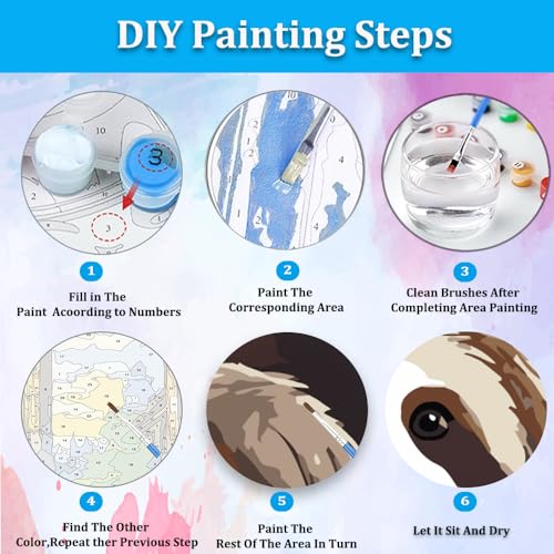 Artunion Framed Paint by Numbers Kit for Adults Beginners & Kids Ages 8-12,Cute Sloth Paint by Number with Frame,Animal Paint by Numbers Kit on Canvas 10 * 10 Inch Without Easel - color: ZXT-328-F