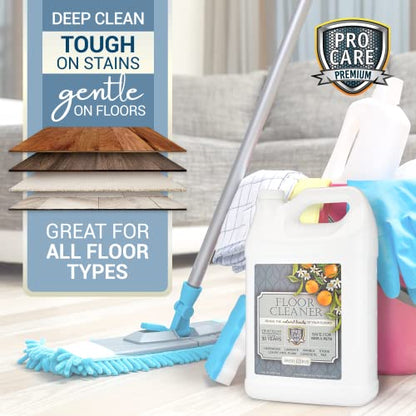 ProCare Floor Cleaner (Made in USA) | Streak-free Cleaner for Tile, Stone, Laminate, Vinyl & Natural Wood Floor Cleaner for Mopping, Household Supplies, Cleaning Solution with Citrus Aroma - 1 Gallon - size: 128 Fl Oz (Pack of 1)