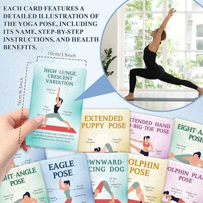 gisgfim Yoga Cards 92 Yoga Poses Workout Positions Flashcards with Instructions Cues and Sanskrit Names for Home Gym Use Beginner Advanced Learner Educational Activity Promote Mindfulness Relaxation