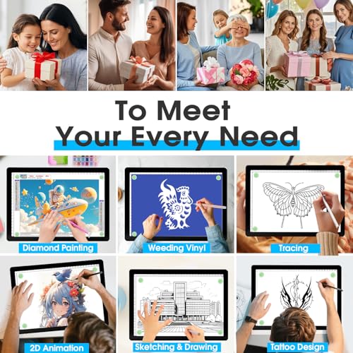 Rechargeable A4 Light Pad with Carry Bag, Super Bright Tracing Light Box with 6 Levels of Brightness, Side Physical Buttons & 3 Colors, Wireless Light Board for Diamond Painting, Drawing, Sketching - style: Rechargeable A4 with Bag (Black)
