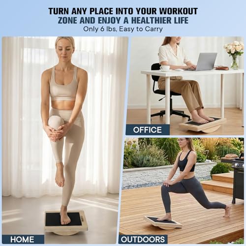 Versatile Wooden Slant Board, Convertible to Balance & Pilates Board, Adjustable Angles, Includes Full Pilates Kit, Supports Up to 360lbs, Calf Stretch, Squats, Knee, Ankle, Heel & Leg Training