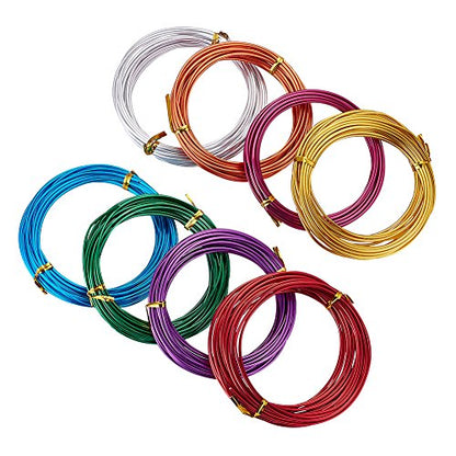 Kissitty 12 Gauge (2mm) Aluminum Craft Wire 8 Colors Coil Jewelry Floral Making Beading Wire 19 Feet/Roll for Christmas Craft Making