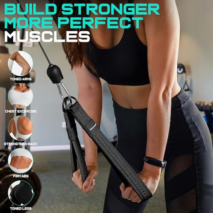 RENRANRING Tricep Rope Cable Attachment Handles for Gym, 13inch Exercise Handles, Tricep Pull Down Attachments Rope for Pilates, Yoga, Strength Trainer, Physical Therapy, Stretch, Recovery - color: Black