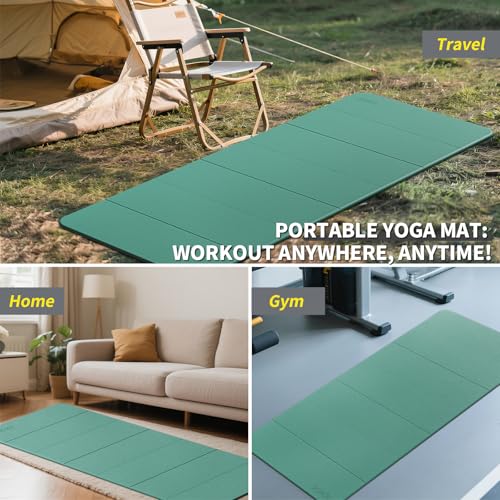 Foldable Yoga Mat Extra Large 74"×31.5" - color: Green+Black