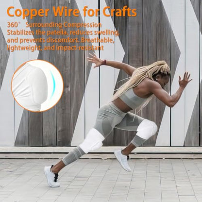 2 Pairs Volleyball Knee Pads Youth, White Knee Pads for Girls, Women, Kids - color: White, size: Medium