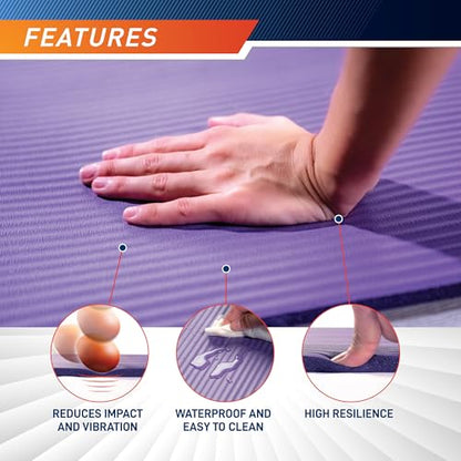 Circuit Fitness by Marcy Non-Slip Multi-Purpose Exercise Yoga Mats with Carrying Strap Multi-Thickness, Multi-Color Options - color: Sleek Black, size: 1/2-inch