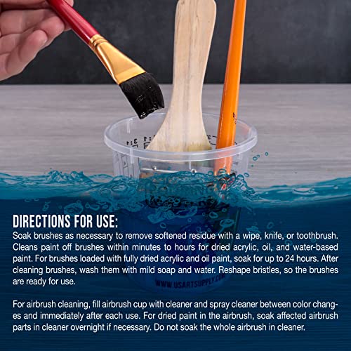 U.S. Art Supply Brush Cleaner and Restorer, 4 Ounce Bottle | Cleans Paint Brushes, Airbrushes, Art Tools - Cleaning Solution to Remove Dried On Acrylic, Oil and Water-Based Paint Colors - size: 4 Fl Oz (Pack of 1)