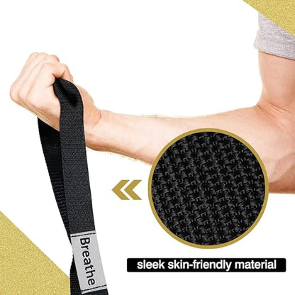 Stretching Strap Yoga Strap with 10 Loops, Non-Elastic Stretch Band for Physical Therapy, Flexibility, Exercise, Pilates, Dance & Gymnastics Workout - color: Black