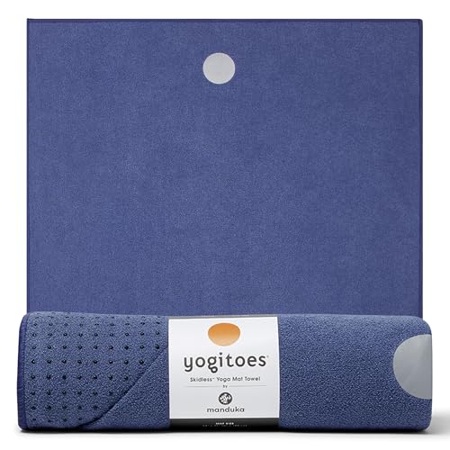 Manduka Yogitoes Hot Yoga Mat Towel - 71" | Moisture Activated Grip | Patented Silicone Nubs | Highly Absorbent, Durable & Easy Care | Made from Recycled Materials | 71 x 24 Inches | Moon - color: Moon, size: 71" x 24"
