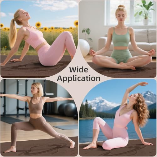 HAHE Extra Wide Yoga Mat, 72"x40"x0.4"Thick, Large Exercise Mats - color: Deep Brown