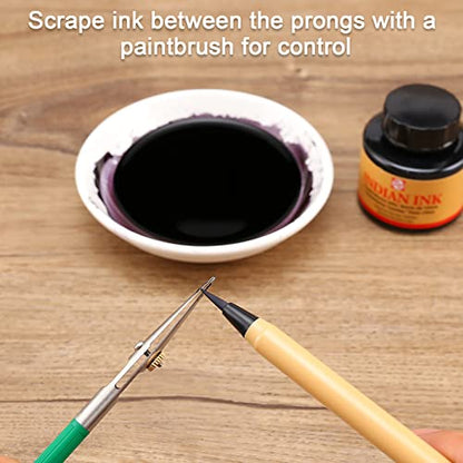 Ruling Pen for Masking Fluid, Perfect Fine Line Drawing, Technical Cartography and Calligraphy, Suitable Use with Drawing Ink, Indian Ink Gouache - color: Green, style: Traditional