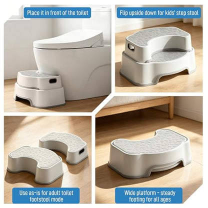 UNCLE WU 2-in-1 Adjustable Toilet Stool for Adults, Bathroom Foot Rest