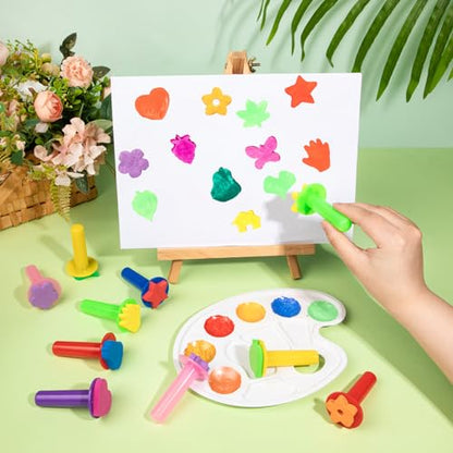 24Pcs Paint Stamps for Kids, Sponge Brushes for Painting | Sponge Foam Stamps for Early Learning Finger Paint Sponge Brushes Foam Art Drawing Tools - style: 3F-StamperSponge24PCS