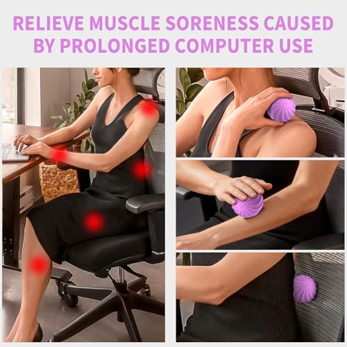 2.3" Mini Vibrating Massage Ball, 10-Speed Vibrating Foam Roller, Lacrosse Ball Massage Ball Therapy for Relieving Muscle Tension & Soreness, Vibrating Massage Roller for Plantar Fasciitis(Purple) - color: Purple
