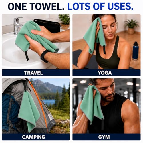 Elite Trail Magic Backpacking Ultralight Quick Dry Microfiber Soft Fast Drying Hand and Face Towel Wash Cloth Camping Yoga Hiking Active Lifestyle Small - color: Mint