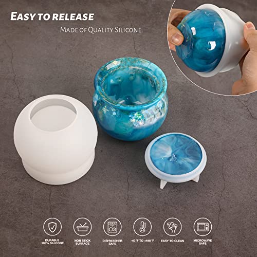 Jar Silicone Molds, Jar Resin Molds with Lid, Epoxy Molds for DIY Jewelry Storage Box,Candle Holder,Candy Container, Epoxy Resin Casting Craft Gifts - color: Crock Jar Molds