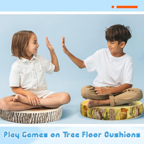 Juexica Decorative Round Wood Stump Throw Pillow Tree Floor Cushion, 6 Pcs