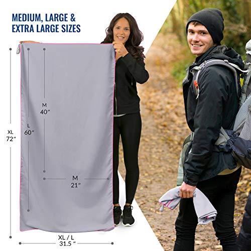 VENTURE 4TH 퀵 드라이 여행용 타월, 울트라 소프트 극세사 - 3가지 사이즈 - color: 그레이 핑크, size: 40.00" x 21.00"