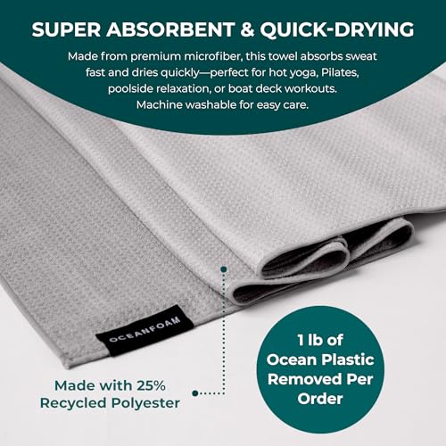 Oceanfoam Beach Towel – Lightweight, Absorbent, Quick-Drying, Sand-Resistant, Non-Slip – Ideal for Workouts, Yoga, Pilates, Beach, Pool, Boat & Travel – 25% Recycled – 72"x24" (Charcoal Gradient) - color: Charcoal