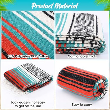 Peryiter 9 Pcs Mexican Yoga Blanket Striped Falsa, 45x70,Green Colors - color: Green Colors