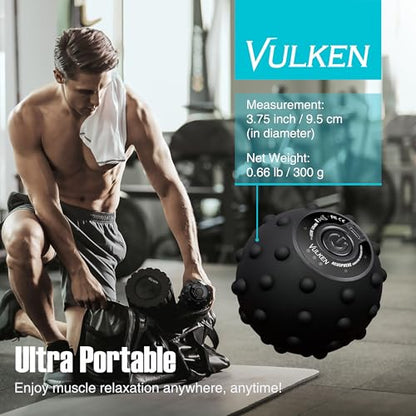 Vulken 4 Speed High Intensity Vibrating Massage Ball with USB Charging for Muscle and Deep Tissue, Plantar Fasciitis Pain Relief, Myofascial Release and Trigger Point Treatment for Back - color: Black - Usb