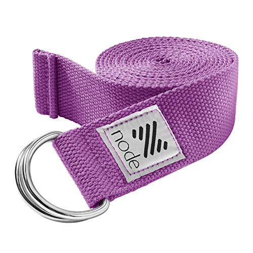 7-1/2' Yoga Strap for Stretching, Woven Cotton Blend Yoga Strap with Adjustable D-Ring Buckle for Exercise, Therapy and Fitness - color: Purple
