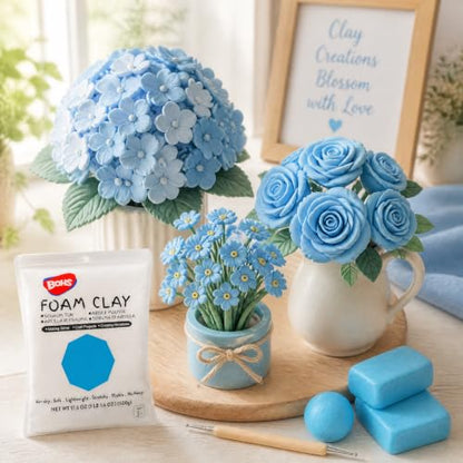 BOHS Foam Clay, Sky Blue Air Dry Modeling Clay, 1.1 lb | Soft, lightweight; crack-free finish; EVA and polystyrene foam details; cosplay props, figurines, fake bakes and slime making - color: Sky-blue, size: 500 g