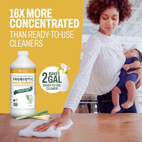 Probiotic Multi-Surface Cleaning Concentrate, Lemongrass – USDA Certified Biobased, Microcleans Surfaces for Up to 7 Days, Refill Bottle Makes 2 Gal Probiotic Spray Cleaner – 17 Fl Oz. - size: 16.9 Fl Oz (Pack of 1)