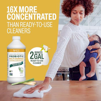 Probiotic Multi-Surface Cleaning Concentrate, Lemongrass – USDA Certified Biobased, Microcleans Surfaces for Up to 7 Days, Refill Bottle Makes 2 Gal Probiotic Spray Cleaner – 17 Fl Oz. - size: 16.9 Fl Oz (Pack of 1)