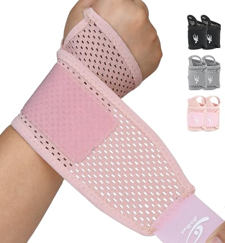 HiRui 2-Pack Ultra-Thin Mesh Wrist Wraps - Breathable, Adjustable Wrist Support for Workouts & Daily Use - Unisex Wrist Brace for Pain Relief, Tendonitis, Carpal Tunnel - One Size Fits All (Pink) - color: Pink