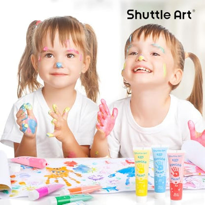 Shuttle Art Washable Finger Paint for Toddlers, 15 Vibrant Colors (1.2 fl oz) Toddler Paint, Non-Toxic Finger Painting for Toddlers 1-3, Kids Arts and Crafts