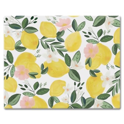 CounterArt Lemons on the Vine 3mm Tempered Glass Cutting Board | 12" x 15", Serving Board, Charcuterie Board - color: Lemons on the Vine