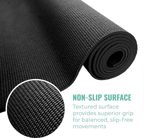 Bulk Yoga Mats, 12 Pack, With Strap, 68x24in, 4mm | Bulk Non Slip Exercise Mats for Workout, Stretching, Fitness - Wholesale Non Toxic Gym Mats for Home, Schools and Studios - color: Gray