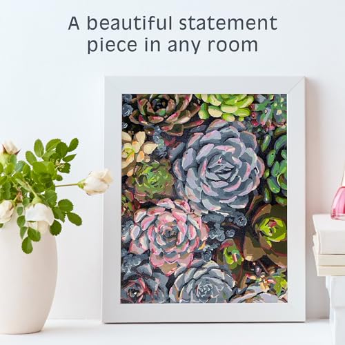 Pink Picasso Paint by Number Kit, Adults & Teens,16x20,Sensitive Succulents | Botanical Floral Collection, Acrylic Paints and Brushes included, Pre-printed high quality canvas, DIY art kit, Gift-ready - color: Sensitive Succulents