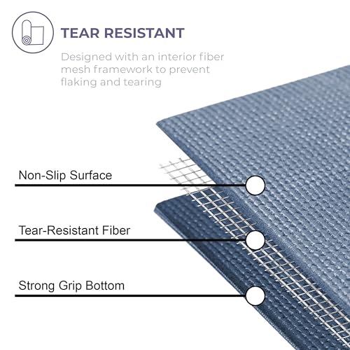 Voyage 5mm Studio Yoga Mats, 10 Pack, 72x24in | Extra Long, Anti-Tear Exercise Mats for Workout, Stretching, Fitness - Non Slip Gym Mats for Home, Schools and Studios - color: Slate