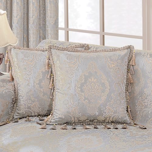 Loom and Mill Luxury Throw Pillow Cover 20 x 20 Inches 1 Piece, Gray&Beige - color: Gray&beige