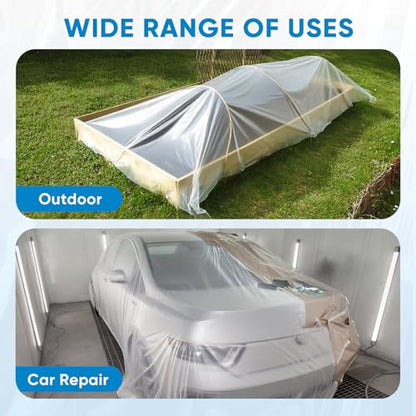 TICONN 12 x 9 Ft Plastic Drop Cloth for Painting, Waterproof Painters Plastic Sheeting, Painting Tarp for Furniture Cover, Floor Protection (3PK, 1.2Mil) - size: 1.2 Mil
