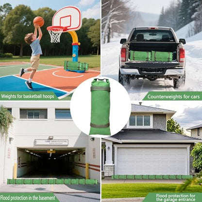 4 Pack Thick Canvas Flood Sandbags w/Handles Convenient for Flood Control | Two-Hand Carrying, Quick-Release Buckles, Foldable Canvas, Uv-Resistant, Vehicle Ballast, Double Stitching.