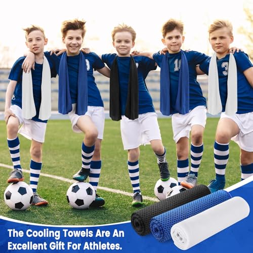 Hosuly 150 Pack Cooling Towels Bulk 40 x 12 Inch Large Chilly Breathable Sweat Sports Cold Towels Sublimation Microfiber Ice Neck Rag for Hot Weather Workout Gym Team Gift (Dark Blue,Black,White) - color: Dark Blue,black,white