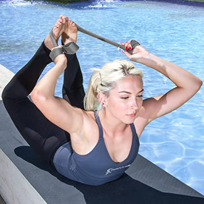 ProsourceFit Metal D-Ring Yoga Strap 8’ Durable Cotton for Stretching and Flexibility - color: Grey