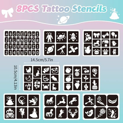 58PCS Face Paint Stencils, Halloween Festival DIY Body Art | Reusable, Washable, 50 Face Painting Stencils, 8 Sheets Tattoo Templates Stickers, Makeup Party, Painting Supplies