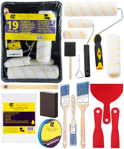 Bates- Paint Roller Kit, 19 pcs, Roller Set with Microfiber Sleeves & Frame | for Walls, Cabinets, Interior and Exterior Painting - style: Microfiber 9", 4", 19 pcs