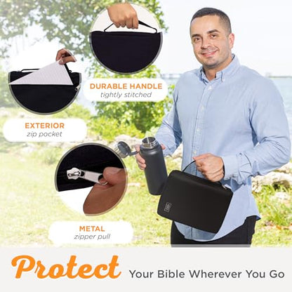 Christian Art Gifts Men/Women's Bible Cover Jesus Fish, Black Canvas, XS - color: Black/Jesus Fish #2, size: Extra Small