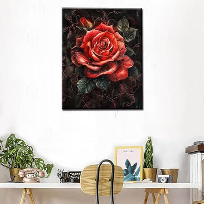 Dark Red Rose DIY Paint by Numbers for Adults Amazing Flowers Blooming in Black Background Airbrush Gothic Style DIY Oil Painting Acrylic Paint Art Painting Kit Canvas 16x20 Inch（without Frame ） - color: Eye Flowers 05, size: 16''x20''(Frameless)