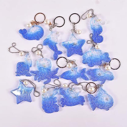 Attuslla 2 PCS Resin Earring Molds Ocean Series Pendant Resin Molds Silicone Jewelry Silicone Resin Molds Making Kits with Ear Hooks, Jump Rings for DIY Earrings, Necklace, Pendant Supplies - color: Style 2