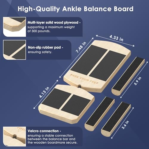 Balance Board for Foot Ankle Rehab, Physical Therapy Board for Plantar Fasciitis Ankle Sprain Achilles Pain, Single Leg Balance Trainer for Home Use with Exercise Guide