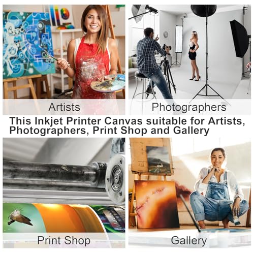 tonchean 24" x 98.4ft Canvas Roll for Printing, 240GSM Waterproof Polyester | Matte Finish, Works with Inkjet, Oil, and Photo Printing, High-resolution Surface Captures Fine Details, Wear Resistence