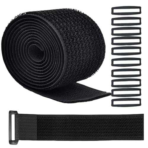 16ft 4 inch Wide Cable Straps with 10pcs Buckles, Heavy Duty Nylon Hook and Loop Straps for Fastening Securing, Reusable Cut-to-Length Straps for Organizer or Storage, Black - size: 4 in x 16 ft