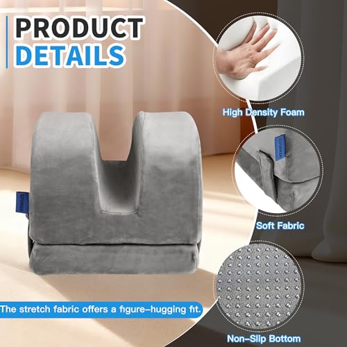 Adjustable Height Knee Replacement Pillow for Recovery - Leg Elevation Pillow with Firm Foam for Post-Surgery Sleeping, Hip & Ankle Pain Relief & Swelling Reduction (Grey) - size: 2-in-1 Layered