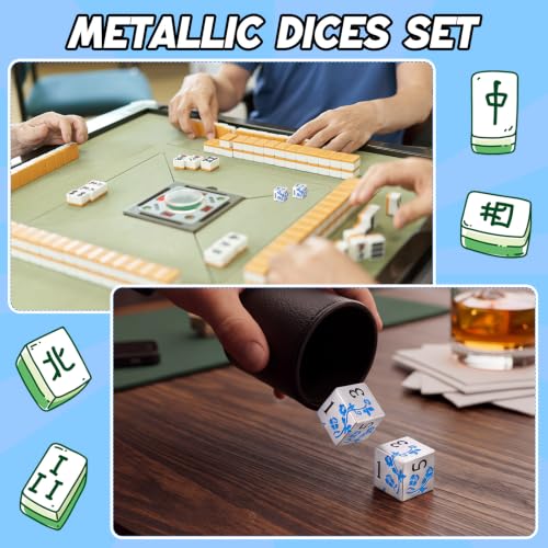 2 Pcs Mahjong Dice Metal, Modern, Silver Blue | D6 Mah Jong Dice,Standard Size Mahjong Dice, Durable Material, Replacement for Lost Dice, Board Game Mahjong Supplies - color: Silver Blue, size: Modern